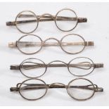 Four pairs of 19th century silver spectacles: London 1822, London 1835,