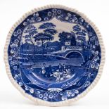 A Spode blue and white soup bowl for the Hamburg America Line: with 'Picnic Party' transfer