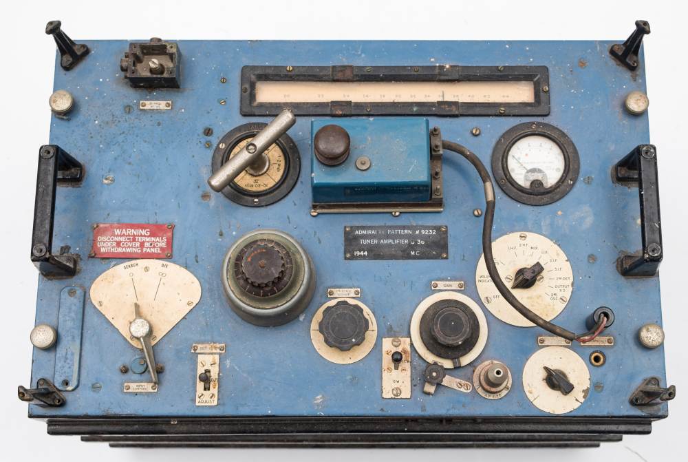 An Admiralty pattern W9232 Tuner Amplifier B36 from the Royal Navy Submarine HMS Andrew (P423):,