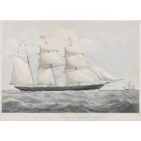 T G Dutton (lithographer) 'The Guernsey Clipper Barquetta 'Matchless', 409 Tons': framed engraving,
