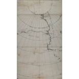 A hand drawn and annotated map of the South Pole (unknown cartographer) showing the Scott &