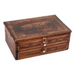 A 19th century Prisoner of War straw work box: the exterior with landscape panels and false