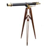 A four inch brass refracting telescope by T Cook & Son, York:,