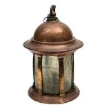 A large Victorian copper and brass ship's cabin lantern,