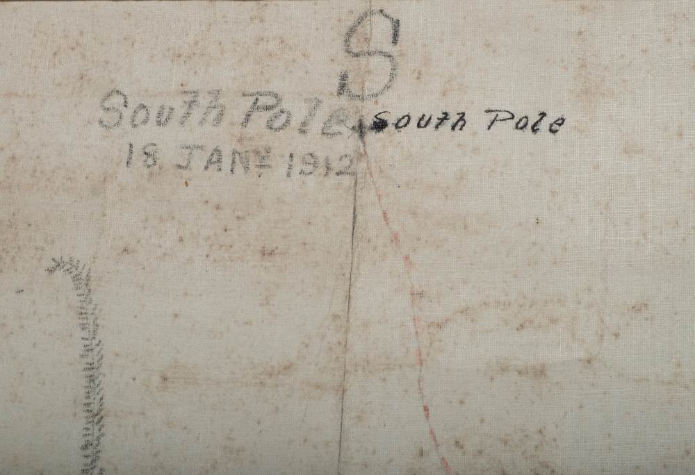 A hand drawn and annotated map of the South Pole (unknown cartographer) showing the Scott & - Image 3 of 5