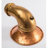 A copper and brass deck vent: unsigned, stamped 'SSO' to collar, 31.5cm high.