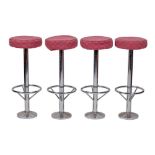 A set of four bar stools from the wardroom of the Royal Navy Daring-class destroyer 'HMS Daring':,