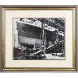 A black and white photograph of RMS 'Titanic' under construction: formerly from the Harland & Wolff