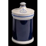 An early 20th century Royal Navy Hospital Staffordshire earthenware pharmacy jar and cover: the