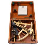 A fine 8 inch radius Gold and Platina Sextant by Carey of London,