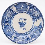 An Edwardian Royal Navy blue and white mess plate , No.18: 24.
