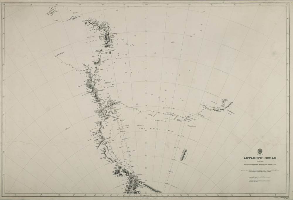 An Admiralty published chart 'Antarctic Ocean Sheet VIII':, 69cm. x 100cm.