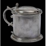 A pewter lidded drum mustard pot from RYS ' Terra Nova' British Antarctic Expedition 1910 by Walker