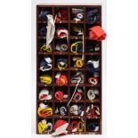 A set of signal flags in wooden open shelf case:, the case 83 x 42.5 x 18.5cm.
