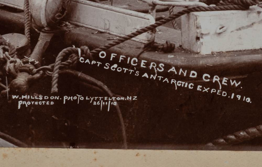 A mounted photograph of the crew of RYS Terra Nova, British Antarctic Expedition 1910:, - Image 3 of 3