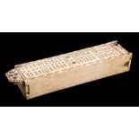A 19th century Prisoner of War bone dominoes and cribbage set:,