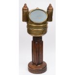 A Victorian brass binnacle from the Barnstaple Ketch 'Emma Louise': fitted 3 inch dry card