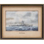 John Lewis Jones (1921-1986) 'HMS Cavalier': watercolour and gouache, signed lower left, 13 x 20.