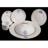 A collection of Royal Navy wardroom tablewares: including a Navy Hospital cup and saucer,