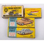 Corgi 229 Chevrolet Corvair: light blue with off white interior, spun hubs and black tyres, boxed,