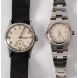 An Army Trade pattern wristwatch: with white enamel dial,
