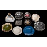 A collection of ten various foreign shipping line ashtrays: including American President Line,