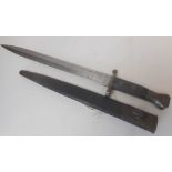 An 1888 pattern MK1 second type Enfield bayonet: with 30cm double edged blade,