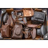 A quantity of various vintage cameras including: a large format junior special,