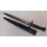 An 1888 pattern MK1 first type Enfield bayonet: with 30cm double edged blade,
