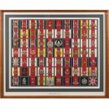 A framed collection of British Infantry cap badges: including Middlesex Regiment,