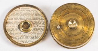 A circular brass pocket cattle measure by Chesterman,