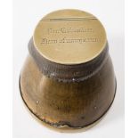 An early 20th century silver plate mounted horse hoof inkwell: the cover inscribed 'Poor