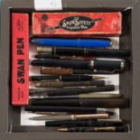 A group of various fountain pens and propelling pencils: including a Golden Platignum,