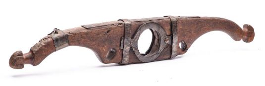 WITHDRAWN A late 19th/ early 20th century oak and iron bound Oxen yoke: 125cm wide