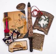 A collection of Japanese and Oriental items: including picture frames, hair combs,