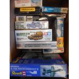 Tamiya, Airfix, Revell and others, assorted plastic construction kits: including aircraft,