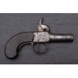 A 19th century percussion cap pocket pistol by Balls & King, London: 1 7/8ths turn off barrel,