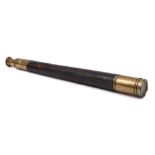 A late 19th/early 20th century leather and brass single draw telescope: unsigned.