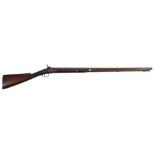 A 19th century single barrel percussion cap smooth bore fowling gun: 35 inch two stage barrel,