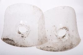 Two 1950/60s vintage motorcycle clear plastic areo screens: with moulded headlamp fitting (2)