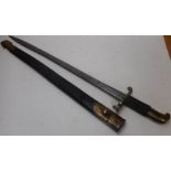 An 1855 Lancaster sword bayonet by Swinburn and Son: with 61cm single edged blade,