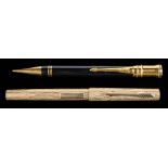 A modern Parker Duofold black propelling pencil: together with a Parker 105 fountain pen in 'Golden