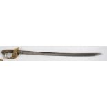 A 19th century Royal Navy Regulation pattern Officers sword: the slightly curved single edge blade
