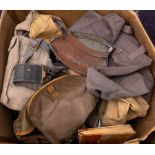 A collection of various canvas bags and webbing: together with two Bren gun magazines and a British