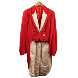 A mid 20th century scarlet hunt tailcoat by Sandon & Co, London,