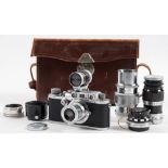 A 1939 Leica Model IIIb camera: serial number 3261264, fitted Litez Elmar 50mm lens,