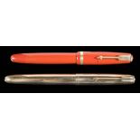 A Parker 51 'Signet' fountain pen in gold fill finish: together with a Parker Danish Duofold in