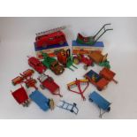 Dinky - a collection of assorted farm and other vehicles: including No 555 Fire Engine,
