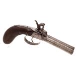 A 19th century double barrel percussion cap boxlock pistol:,
