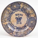 A Victorian blue and white mess plate 'young-head' pattern, No.